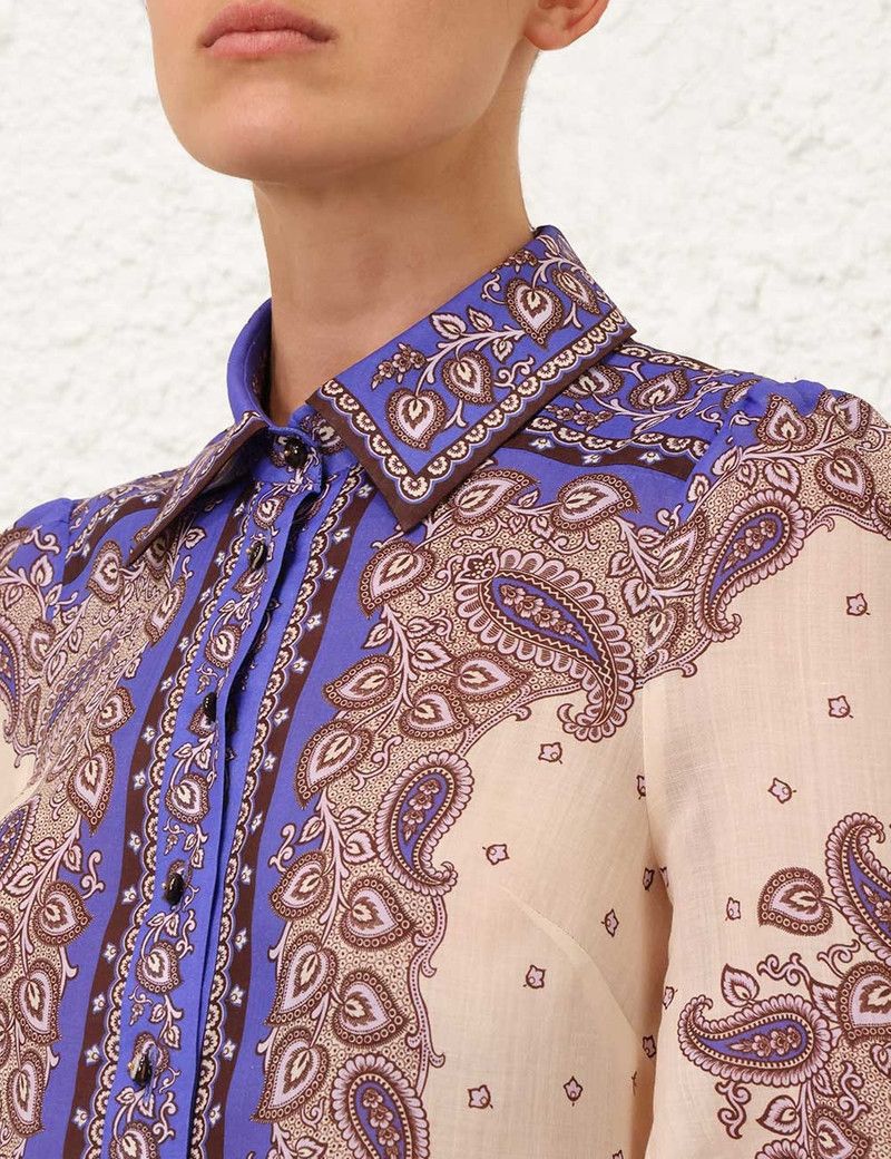 Zimmermann oc11z0126 Maxine Blouson Shirt in Multicolor Size XS / US 0-2 / IT 36-38 - 5 Thumbnail