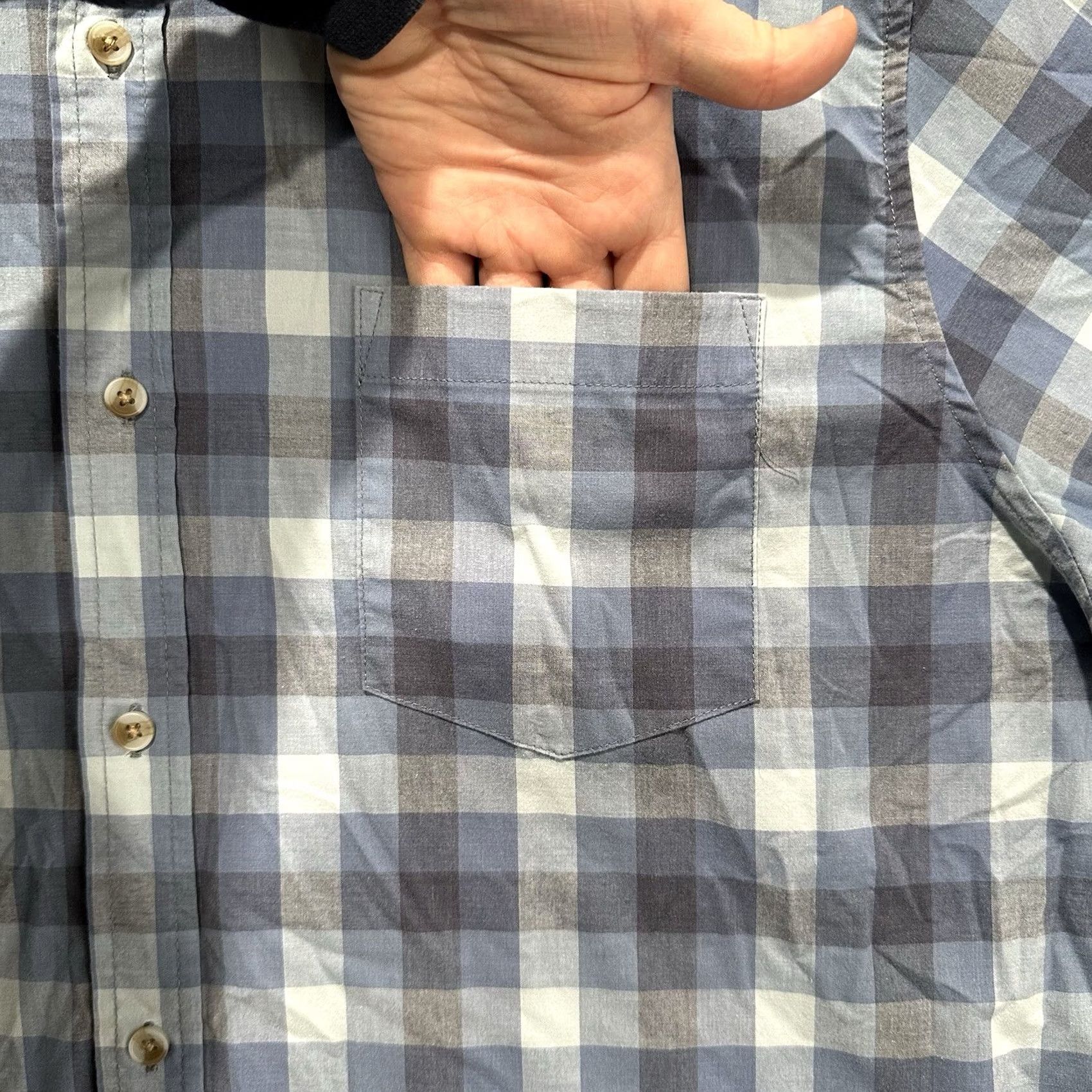 Lee Lee Shirt Mens XL Blue Check Short Sleeve Button Down Stretch Regular Fit EUC Size US XL / EU 56 / 4 - 6 Thumbnail