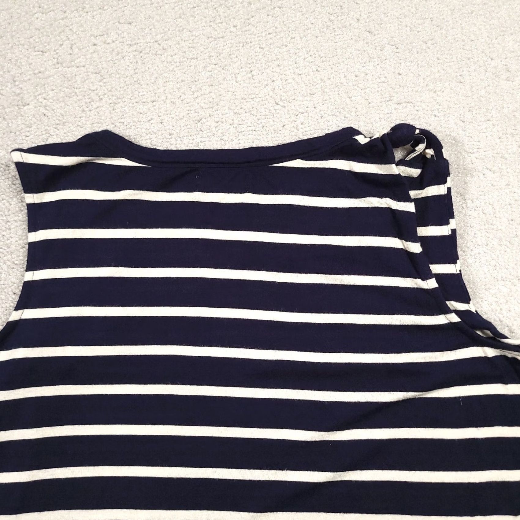 Vintage Maurices 24/7 Tank Top Shirt Womens Large Blue Striped Scoop Neck Stretch Tank Size L / US 10 / IT 46 - 6 Thumbnail
