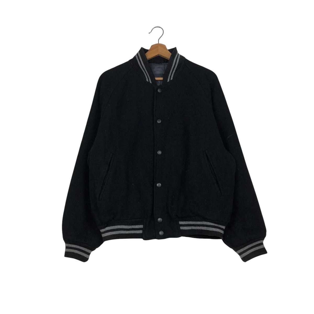 Hysteric Glamour 📌Rich Black Vintage Bomber Jacket Wool Embroidered Big Logo Size US M / EU 48-50 / 2 - 2 Thumbnail