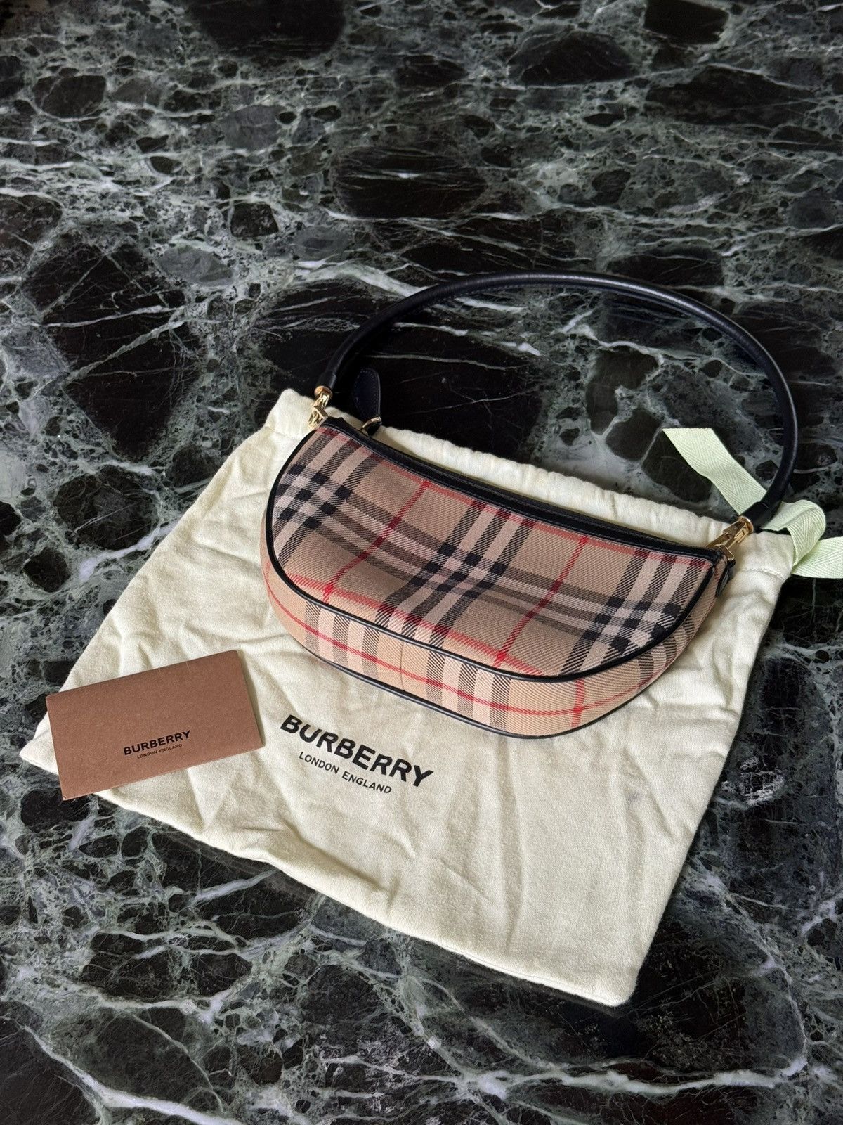 Vintage Burberry Calfskin Olympia Slim Pouch Archive Beige