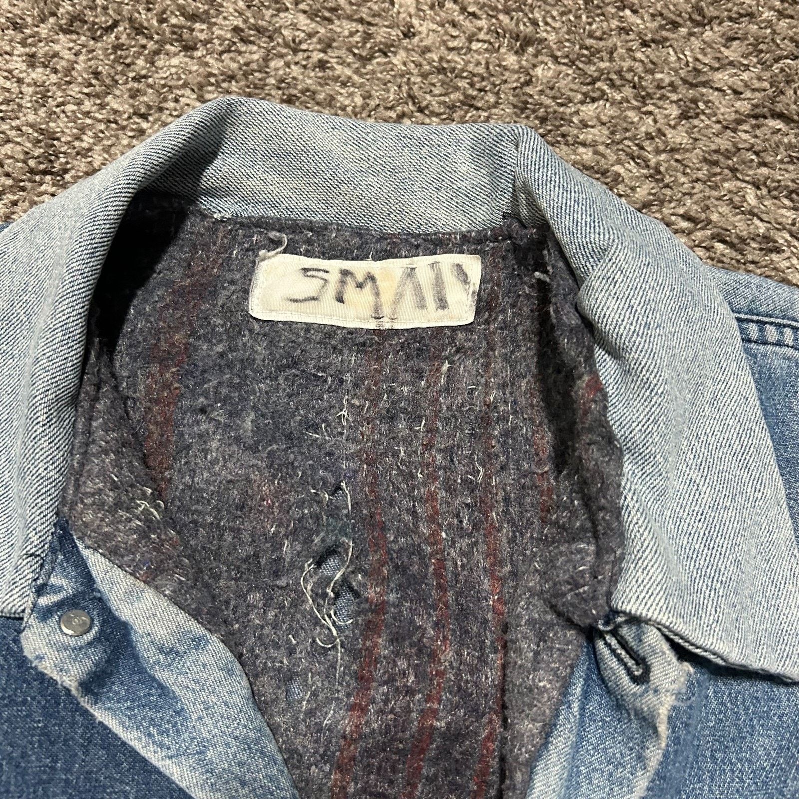 Vintage Vintage Thrashed Denim Chore Jacket Lined Barn Coat 70s 80s Size US S / EU 44-46 / 1 - 2 Thumbnail