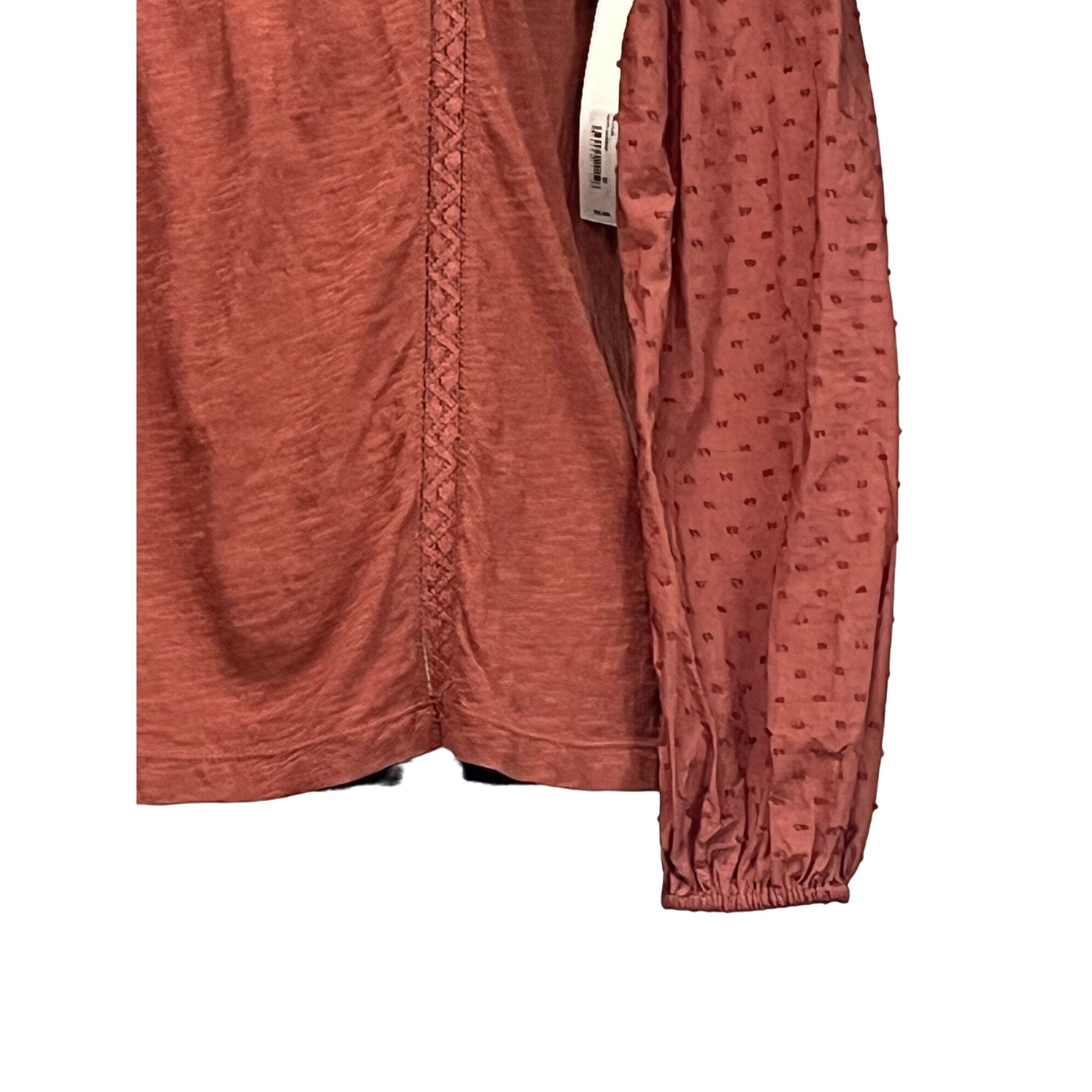 Other Caslon Pintuck Lace Detail Long Sleeve Cotton Blouse, Brown Size XS / US 0-2 / IT 36-38 - 5 Thumbnail