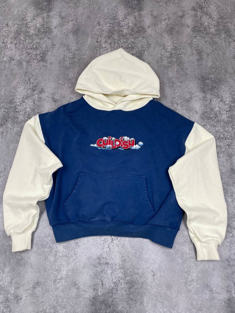 CHILDS Childish Men Cropped Hoodie Blue Cream Vintage Size XS Size US XS / EU 42 / 0 - 1 Thumbnail