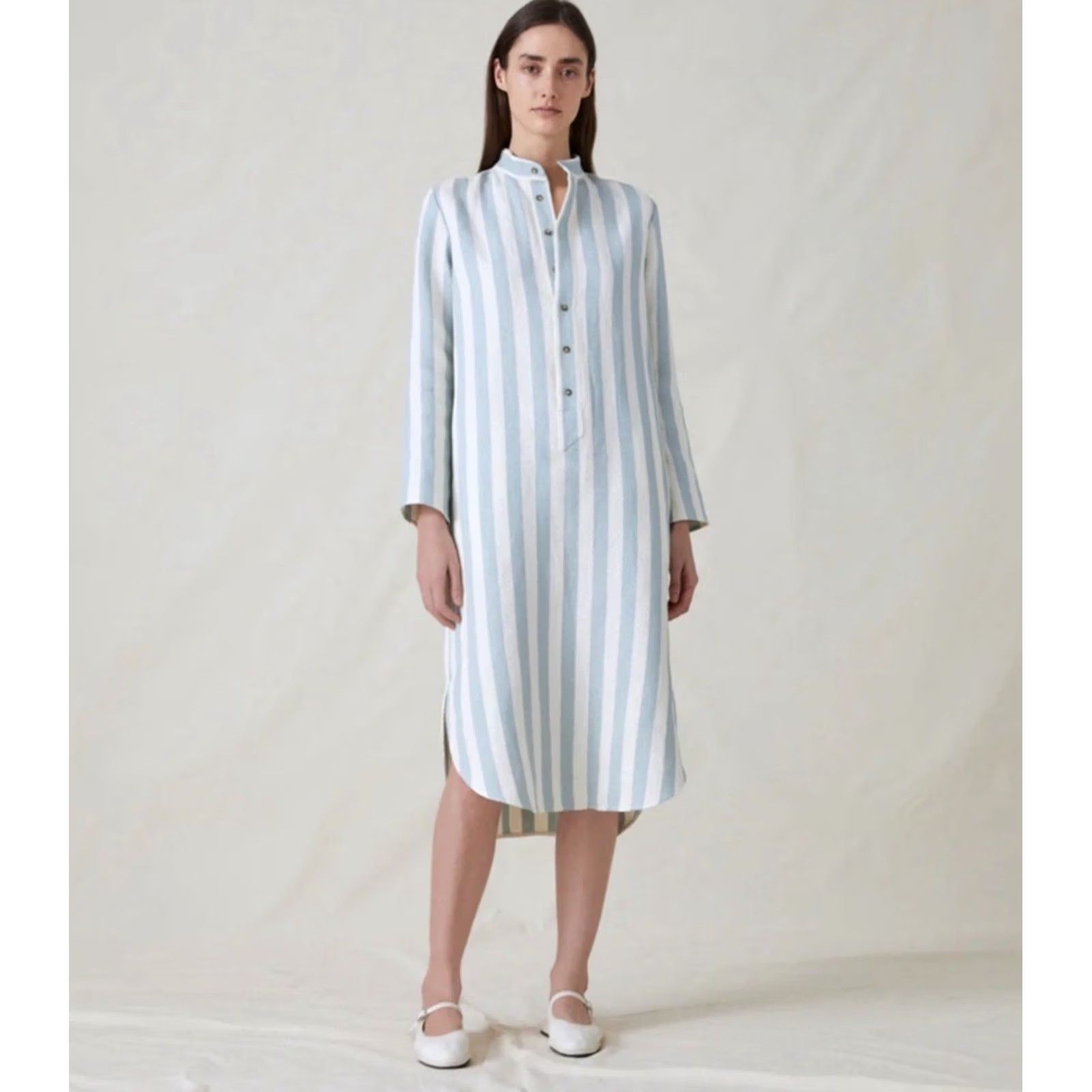 Vintage VINTAGE? No. Attersee The New Caftan Tunic Dress Blue Stripe Herringbone Kaftan Dress Shirt? Size S / US 4 / IT 40 - 2 Thumbnail