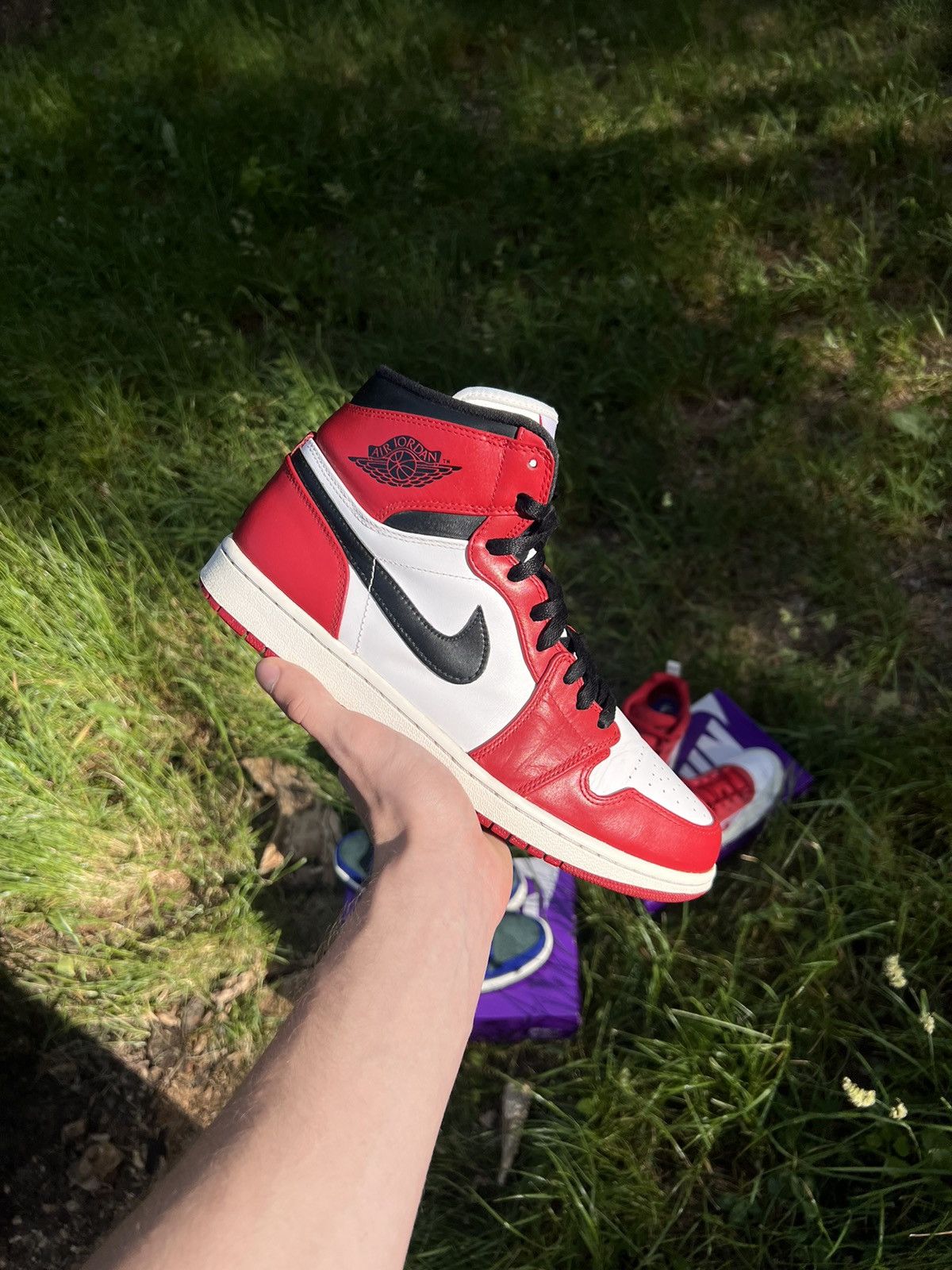 image of Jordan Nike Air Jordan 1 Retro High Chicago Red 2013 Shoes in Black, Men's (Size 10.5)