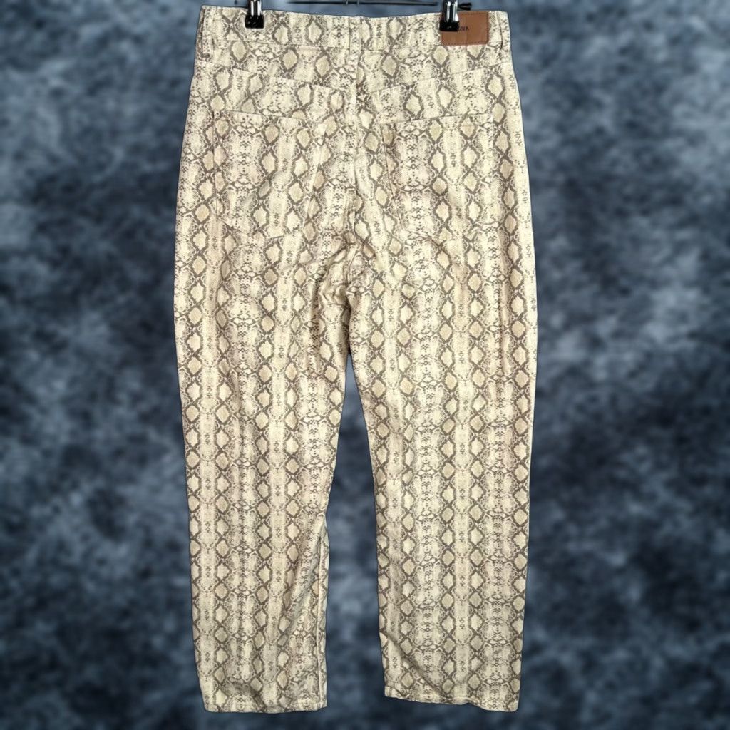 Zara Zara Pants Womens 8 Snake Print Cotton Beige Gray Straight Leg Casual Wear Size 30" / US 8 / IT 44 - 1 Thumbnail
