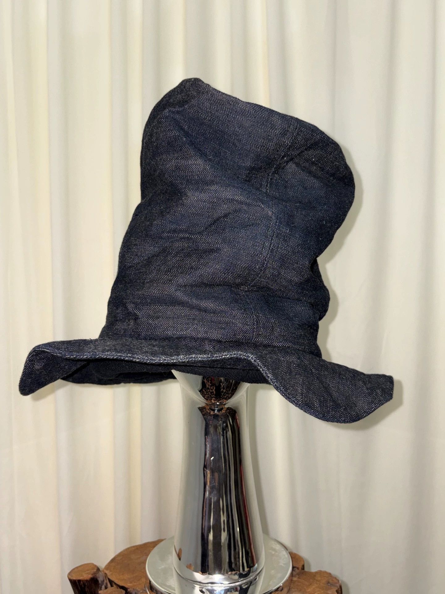 Other UNFINISHED Witchy Pleated Distorted Denim Slouch Hat Size ONE SIZE - 2 Thumbnail