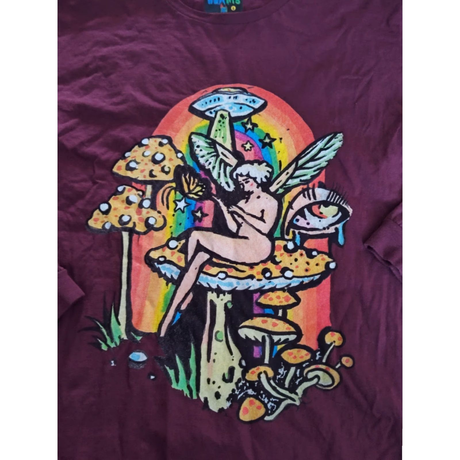 CO VINTAGE Teen Hearts Clothing Co Mushroom Fairy Long Sleeve T-Shirt Adult Large Burgundy Unisex All Seasons Size US L / EU 52-54 / 3 - 2 Thumbnail
