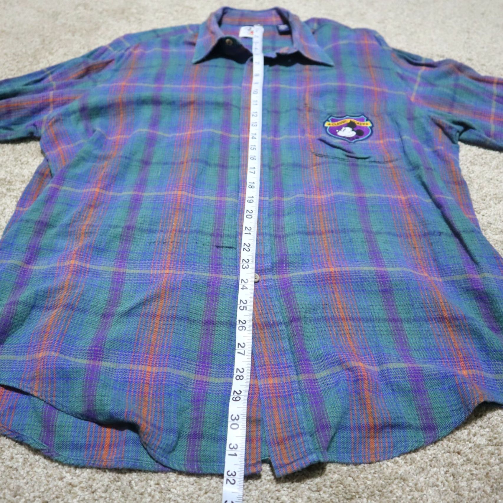 Disney Disney Mickey Mouse Blue Plaid Shirt Short Sleeve Men XL Button-Front with Pockets Size US XL / EU 56 / 4 - 7 Thumbnail