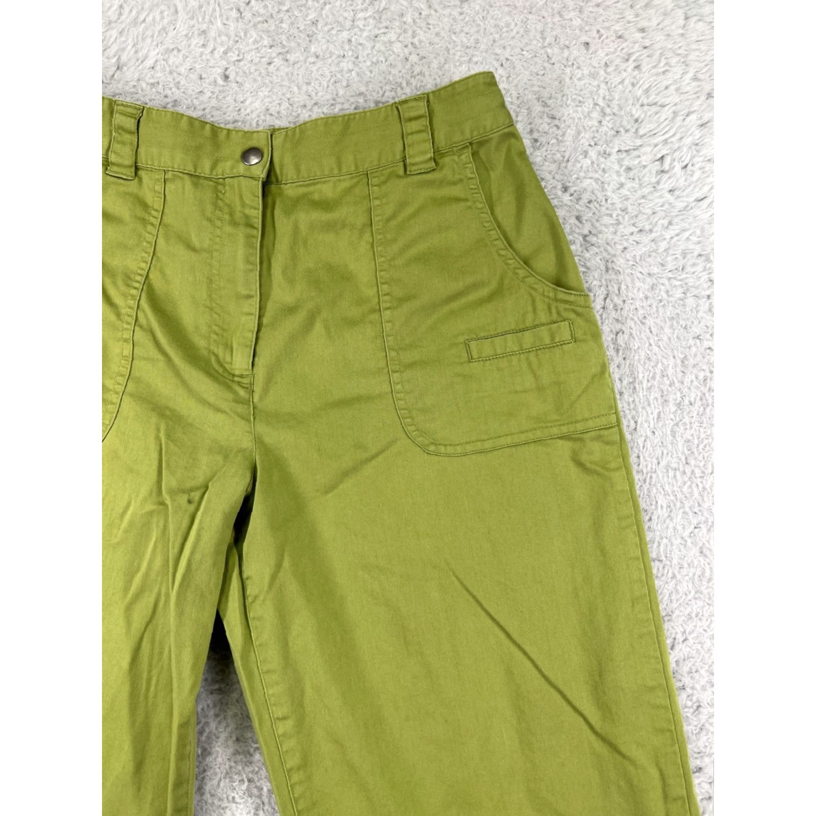 Vintage Chico's Green Cotton Blend Capri Pants Women's Size 1 Pockets Stretch Casual Summer Size 25" / US 0 / IT 36 - 5 Thumbnail
