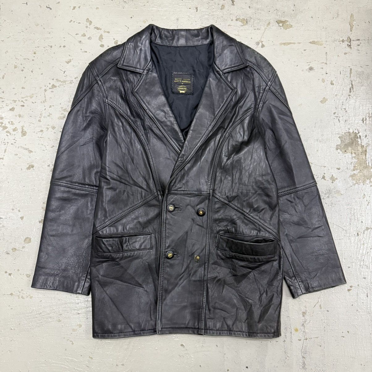 Leather Lambskin Leather Patina Double Breasted Short Coat Size US M / EU 48-50 / 2 - 1 Thumbnail