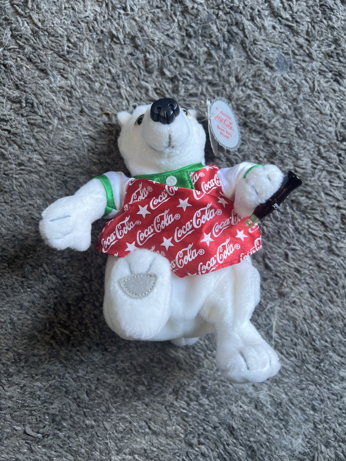 Coca Cola 1999 Coca-Cola Polar Bear In Red Romper Bean Bag Plush Size ONE SIZE - 1 Thumbnail