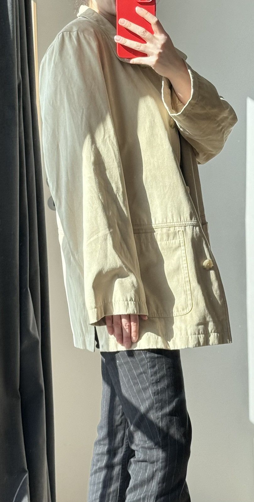 Vintage Suede beige coat for layering Size L / US 10 / IT 46 - 2 Thumbnail