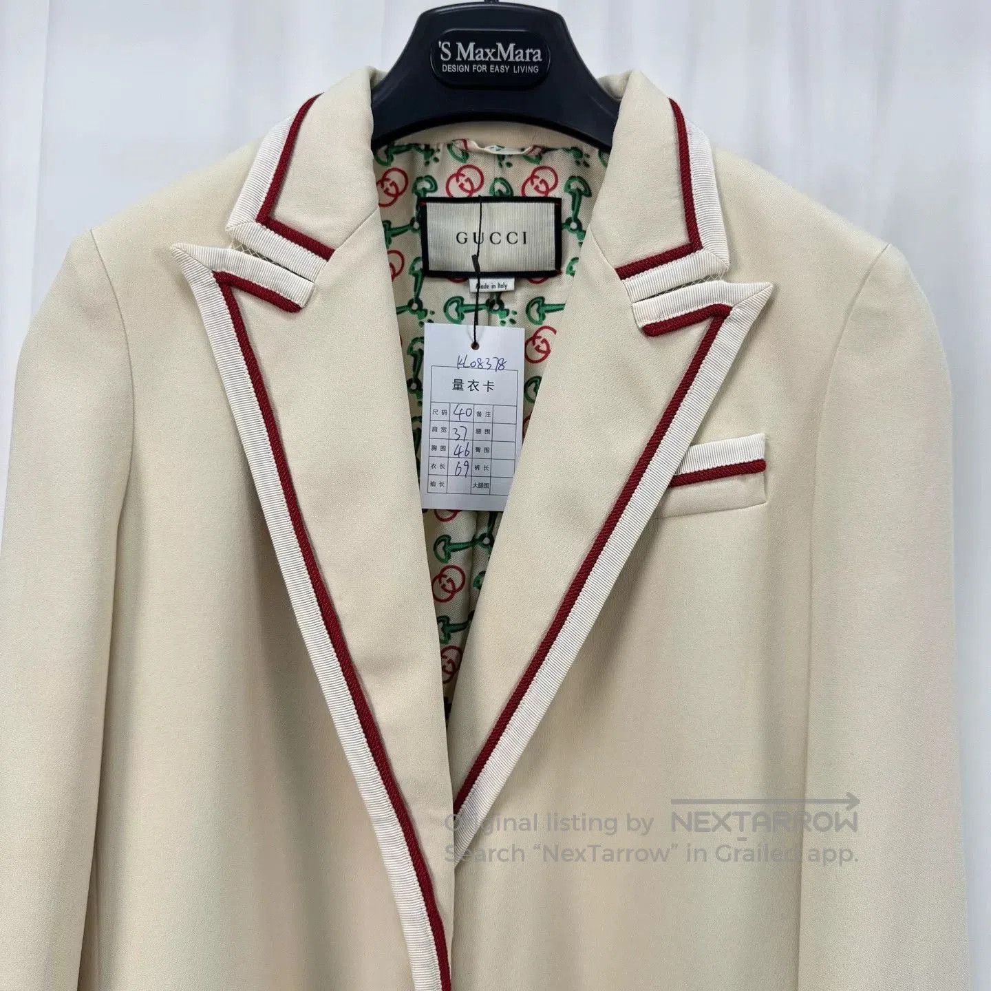 Gucci Gucci Beige Lined Printed Blazer. Size US XXS / EU 40 - 3 Thumbnail
