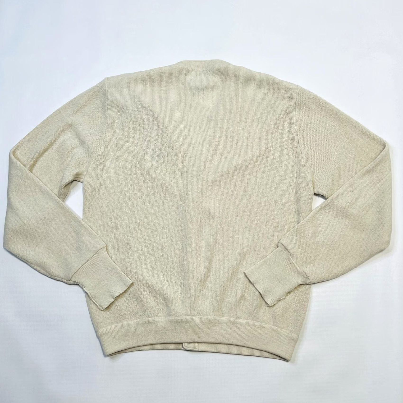 Izod VINTAGE Izod Cardigan Sweater Mens M Cream Crest Logo 90s Lightweight Knit Size US M / EU 48-50 / 2 - 2 Thumbnail