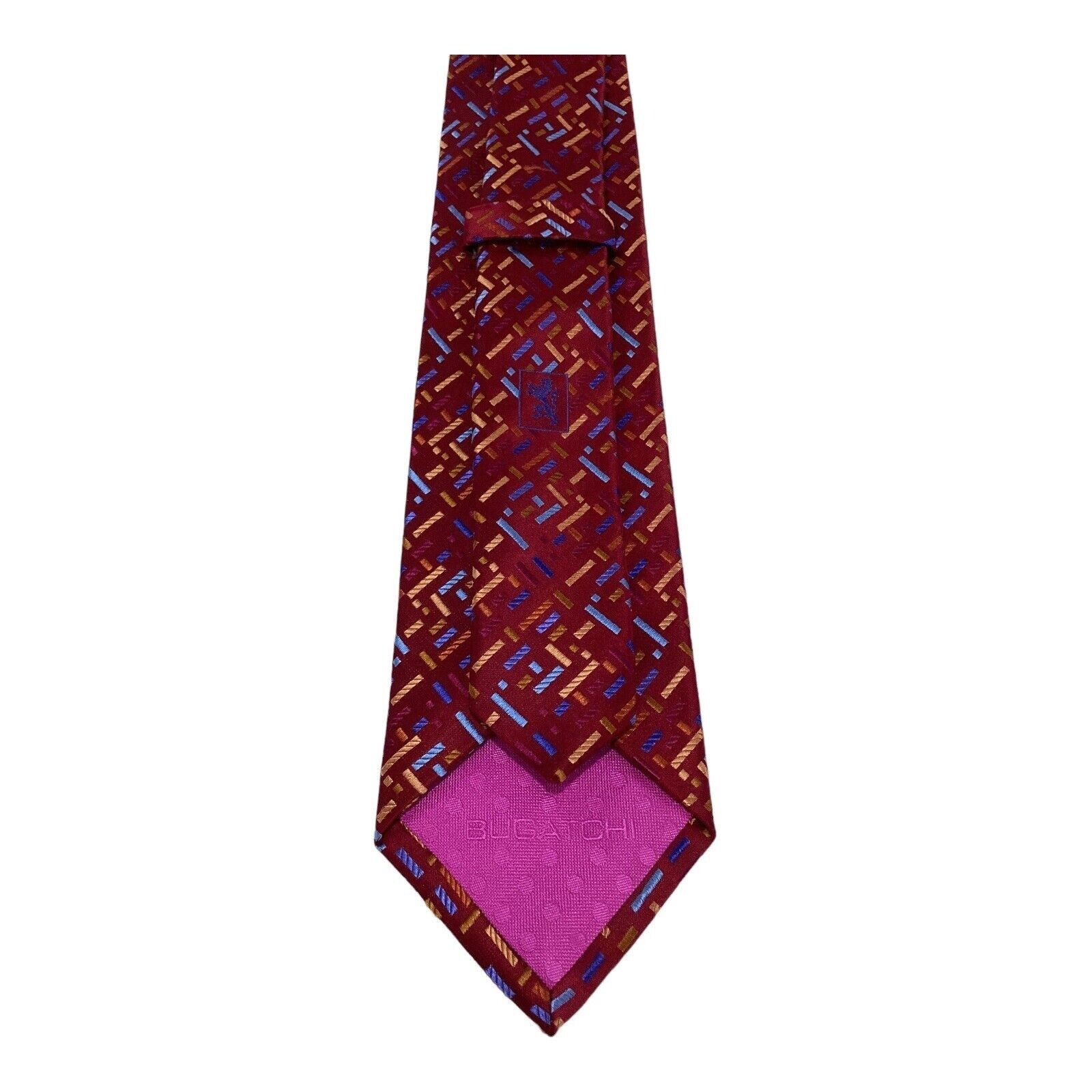 BUGATCHI BUGATCHI Red Geometric Luxury Silk Mens Tie Made In Italy W Size ONE SIZE - 6 Thumbnail