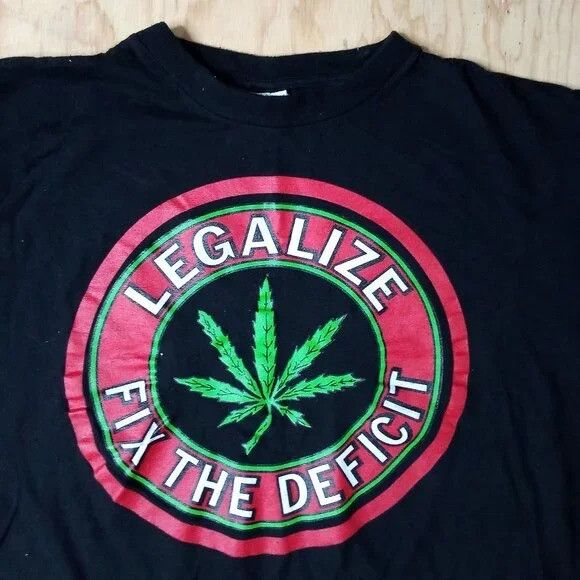 Vintage Vintage Legalize Cannabis Weed Fix The Deficit T-Shirt Size XL / US 12-14 / IT 48-50 - 1 Thumbnail