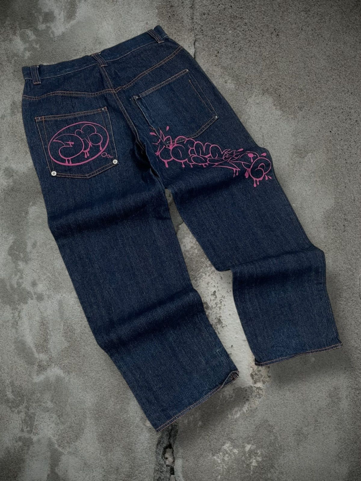 Japanese Brand Vintage Og 1990s Japan Designer Octopus Graffiti Baggy Denim Size US 31 - 10 Thumbnail