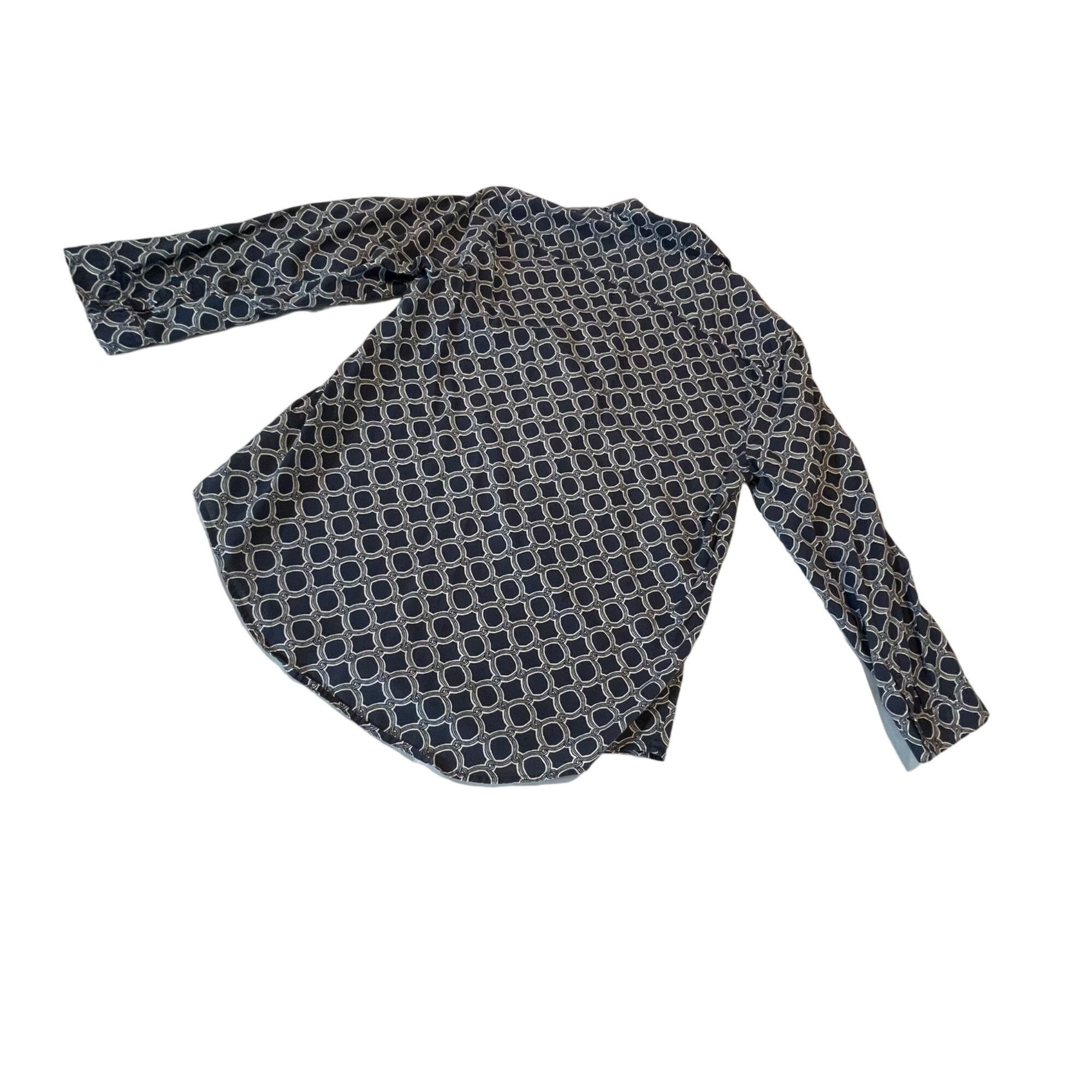 Lands' End Lands End Women's Navy/White Geometric Print Button-Front Lo Size L / US 10 / IT 46 - 2 Thumbnail