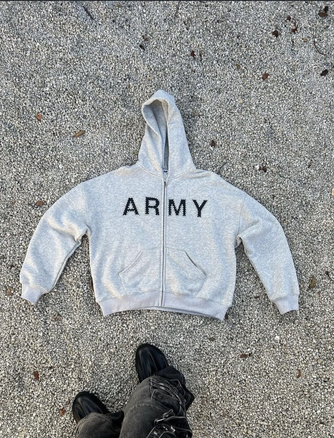 Streetwear IHP Army Rhinestone Zip Up Hoodie | Grailed