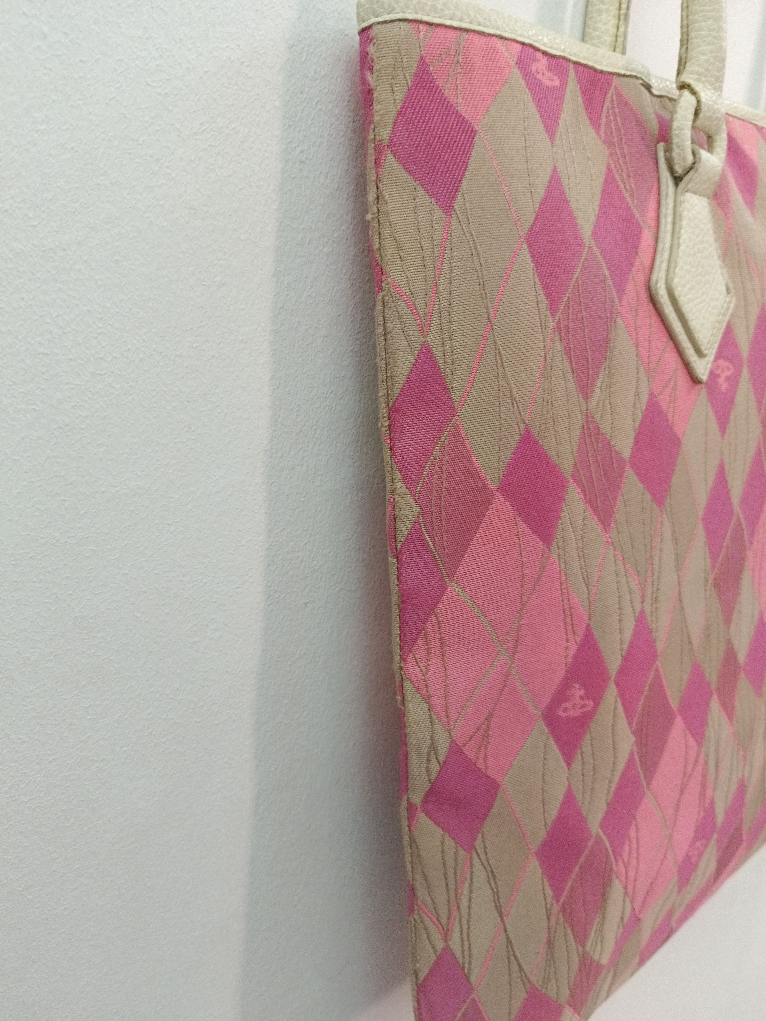 Vivienne Westwood Vintage Vivienne Westwood Pink Argyle Canvas Tote Bag Size ONE SIZE - 6 Thumbnail