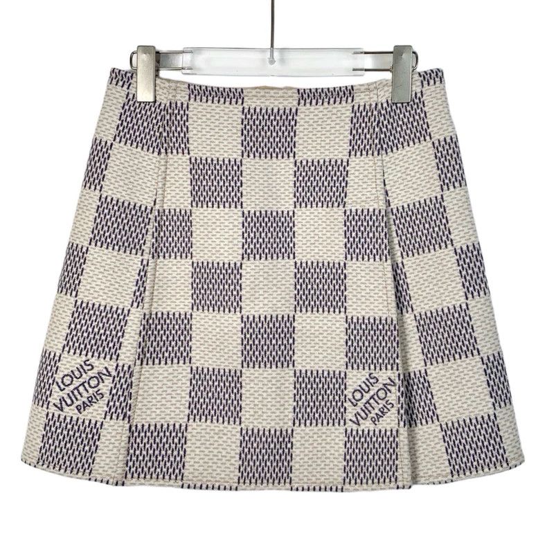 Louis Vuitton Color-block checkerboard wool skirt