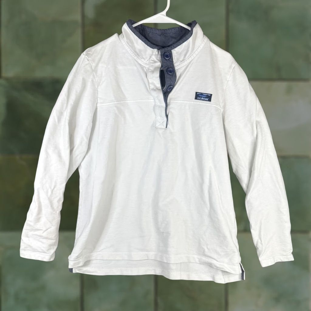 Vintage L.L.Bean Shirt Mens XL White Long Sleeve Henley Logo Cotton Pullover Tee Size US XL / EU 56 / 4 - 1 Thumbnail