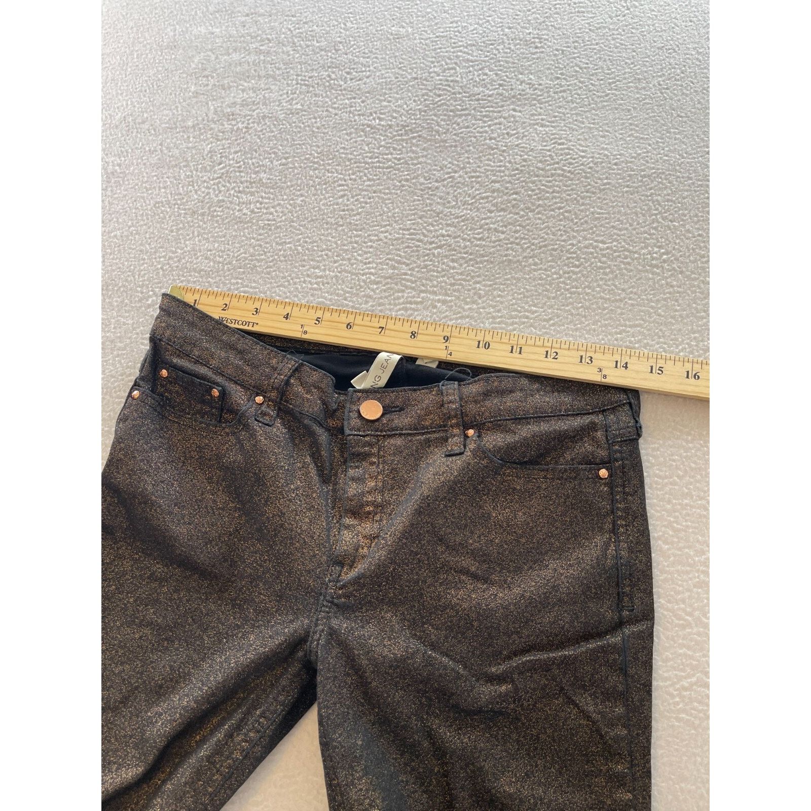 Mango Mango Jeans Womens Size 6 BlackGoldMetallic MidRise Straight Size 28" / US 6 / IT 42 - 4 Thumbnail