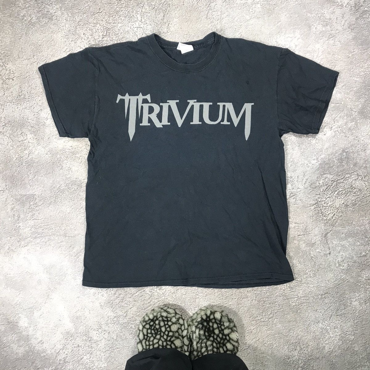VINTAGE Y2K BAND TEE TRIVIUM HORROR DEAD FACE CREEPY BONES