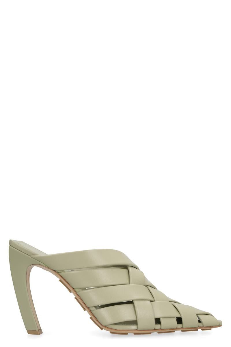 Bottega Veneta o1y0725 Leather Mules in Military Green Size US 10 / IT 40 - 1 Thumbnail