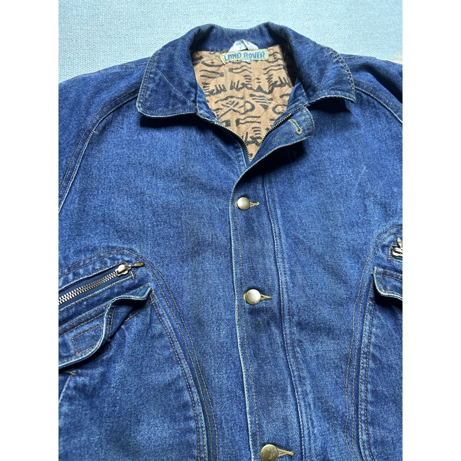 Denime VINTAGE Land Rover Denim Bomber Jacket Insulated Heavyweight Adult Medium Blue Mens Jacket Body Size US M / EU 48-50 / 2 - 5 Thumbnail