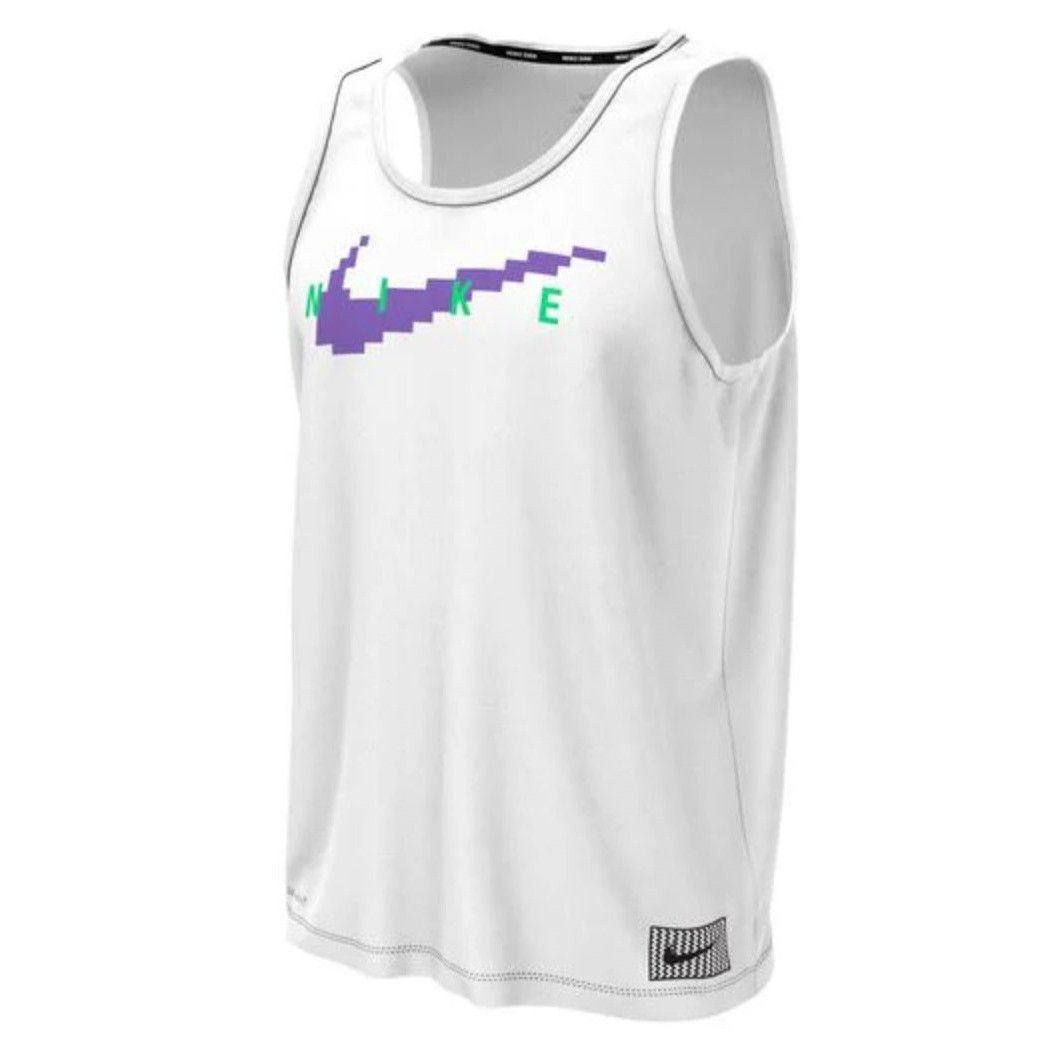 Nike Nike SWIM RI-FIT Digi Logo Tank Top Shirt White NESSD668 Men Size US L / EU 52-54 / 3 - 4 Thumbnail