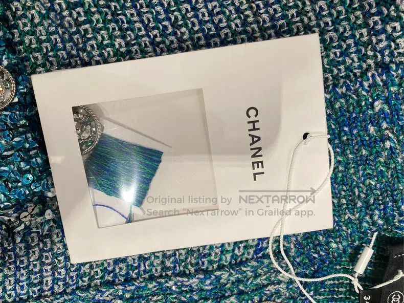 Other Chanel 23-year-old lake blue fine shiny knitted cardigan c Size XXS / US 00 / IT 34 - 3 Thumbnail