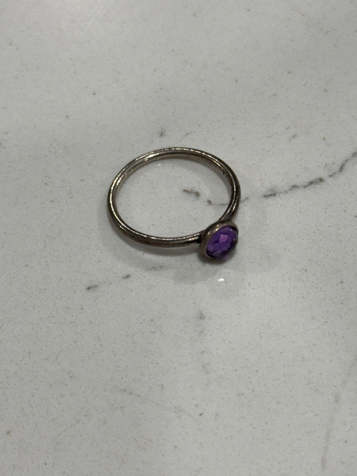 pandora RETIRED Pandora 925 Amethyst Feb Birthstone Ring Size ONE SIZE - 2 Thumbnail