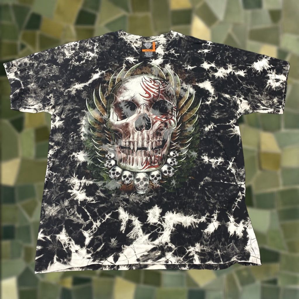 Vintage Rock Eagle Shirt Mens 2XL Black Tie Dye Skull Tribal Graphic All Over Print Size US XXL / EU 58 / 5 - 1 Thumbnail