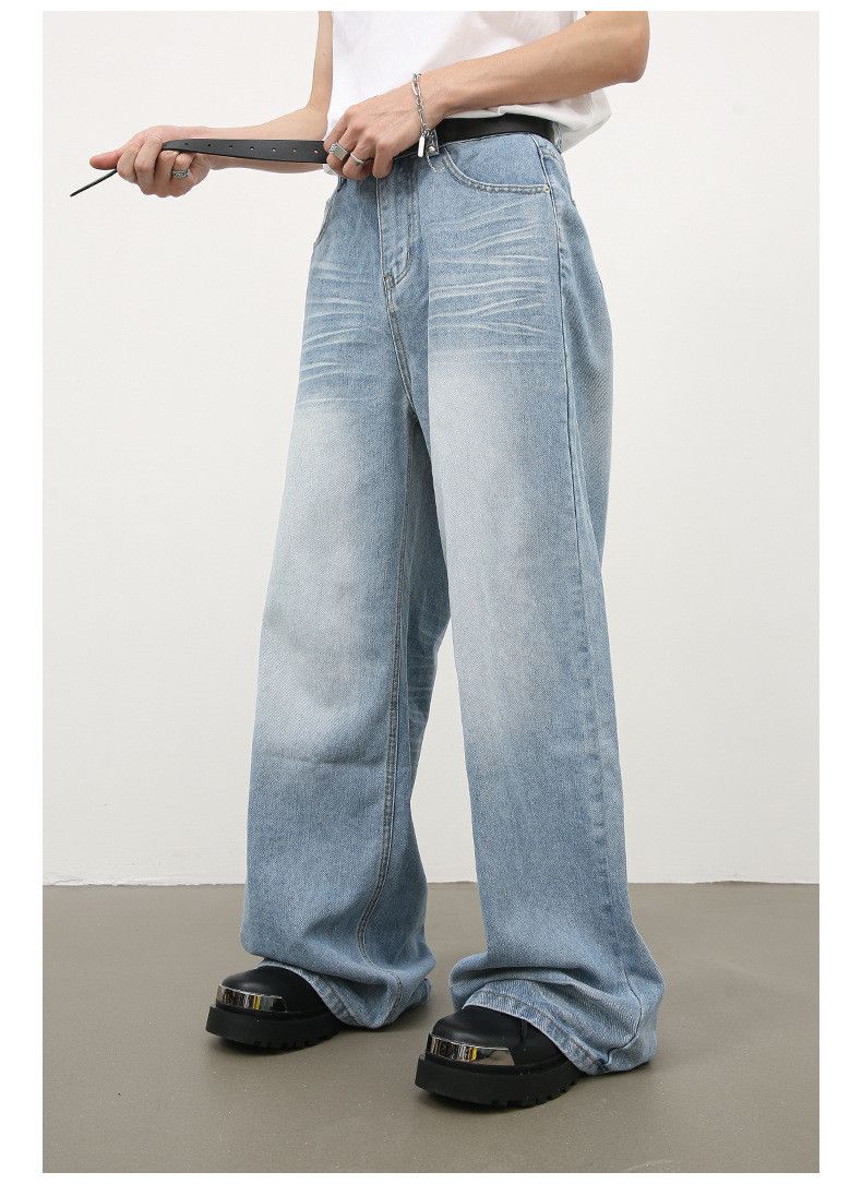 Japanese Brand × Jean Men's light blue distressed washed straight jeans Size US 34 / EU 50 - 4 Thumbnail