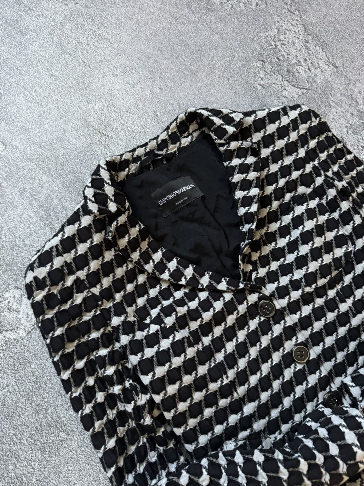 Vintage Emporio Armani 42 checkered black white blazer button jacket Size M / US 6-8 / IT 42-44 - 2 Thumbnail