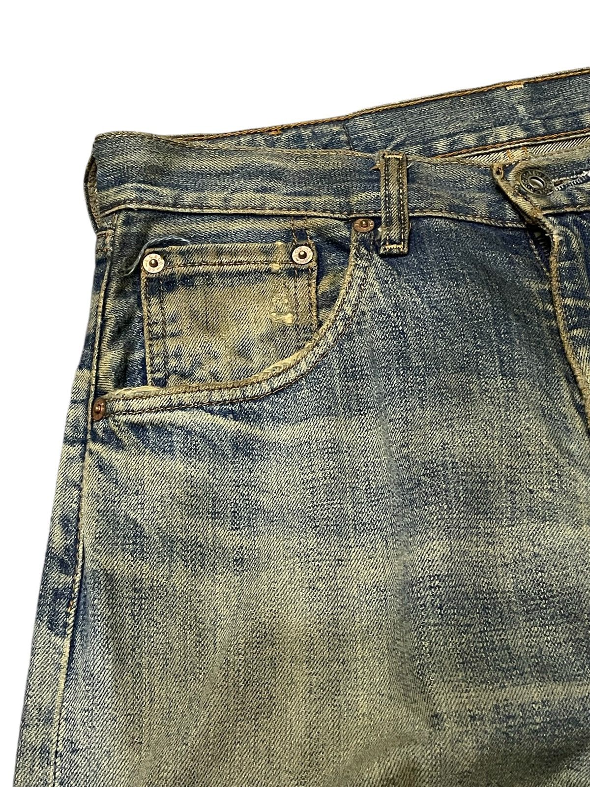 Levi's × Vintage Vintage Levis 504 Distressed Mud Wash Trashed Loose Jeans Size US 30 / EU 46 - 8 Thumbnail