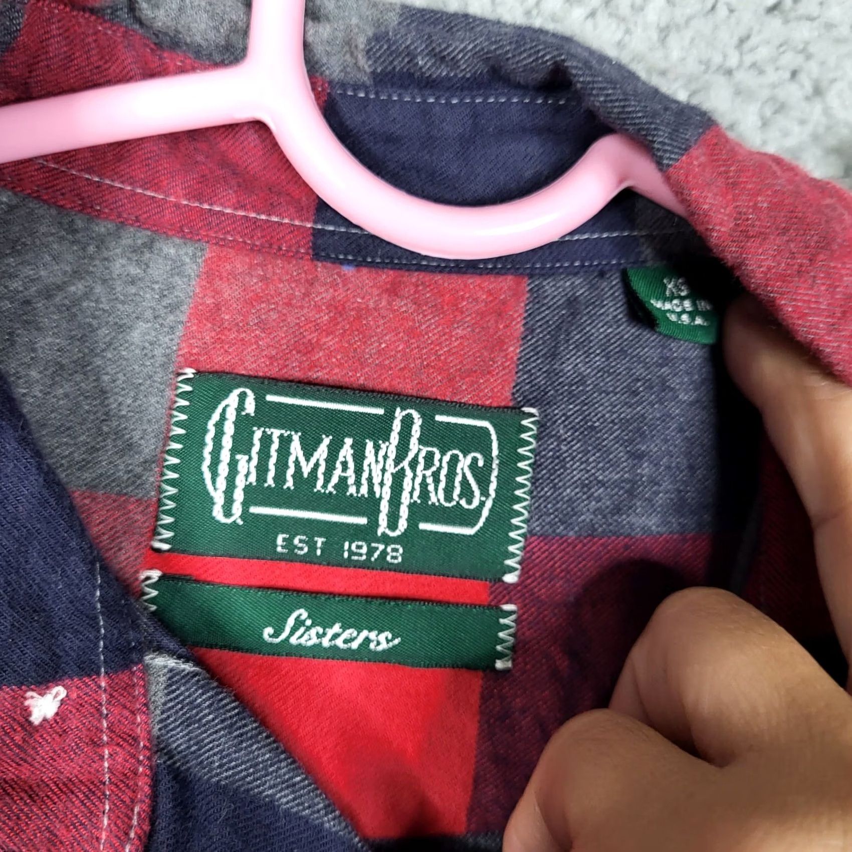 Vintage GITMANBROS Shirt Womens XS Red Women Gray Plaid cotton long sleeve Dress Size Size XS / US 0-2 / IT 36-38 - 2 Thumbnail