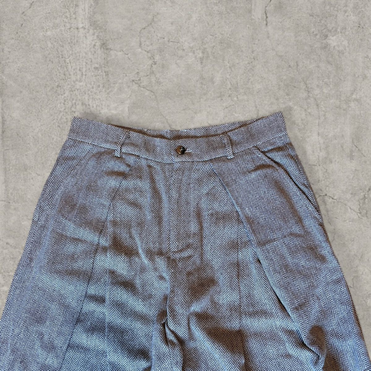 Japanese Brand Wide leg Japanese style trousers, brown herringbone. Size L Size US 34 / EU 50 - 3 Thumbnail