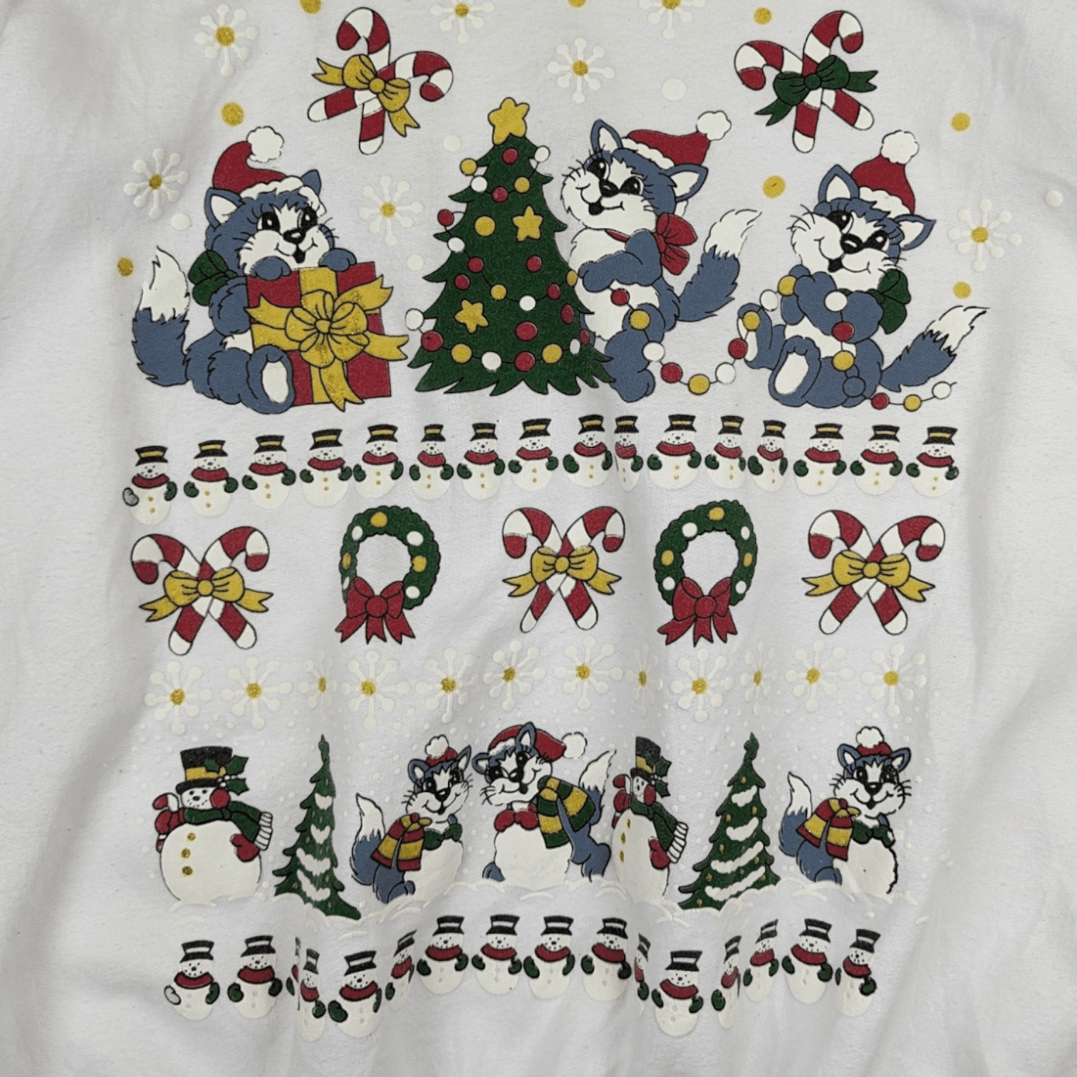 Hanes Vintage 2000's CHRISTMAS Tree Cat Animal Jumper Sweatshirt Size US XL / EU 56 / 4 - 5 Thumbnail