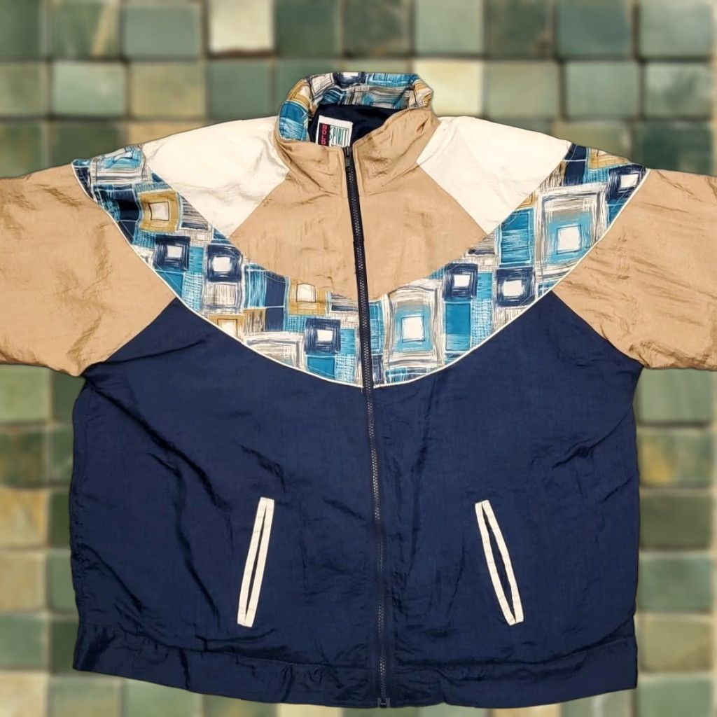 Vintage VINTAGE Bold Spirit Jacket Womens Plus 2X Blue Geometric Windbreaker 90s Retro Outerwear Full Zip Lightweight Pockets Size XXL / US 16-18 / IT 52-54 - 1 Thumbnail