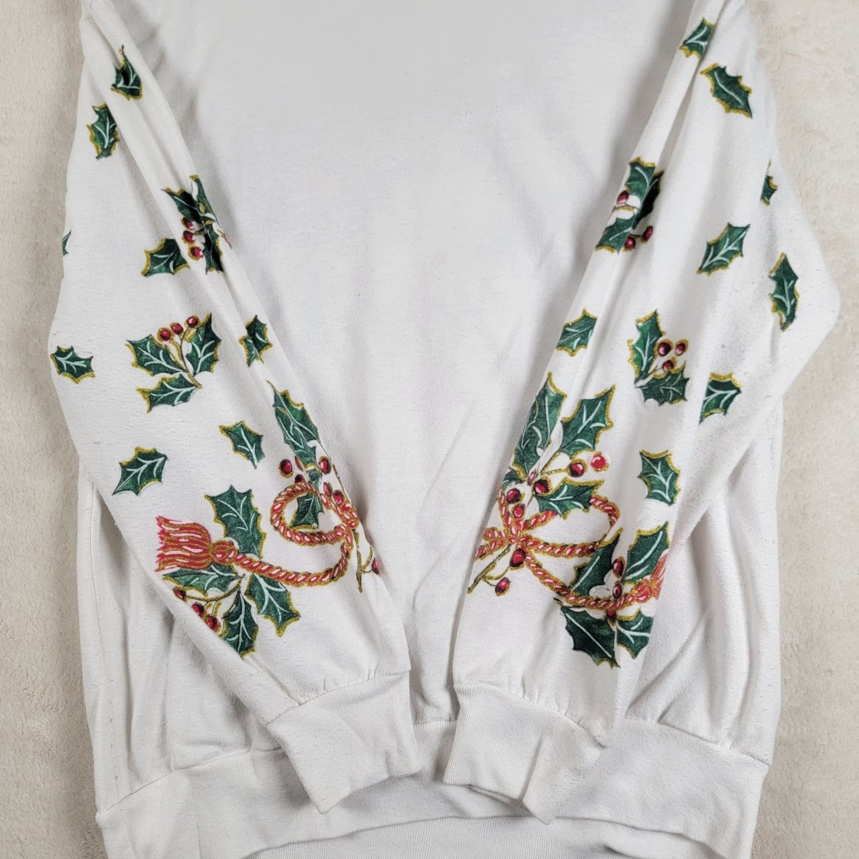 Vintage VINTAGE Holiday Time Ivory Flawed Ugly Christmas Sweater Pullover Embroidered Women M Wool? Cotton Blend Size M / US 6-8 / IT 42-44 - 3 Thumbnail