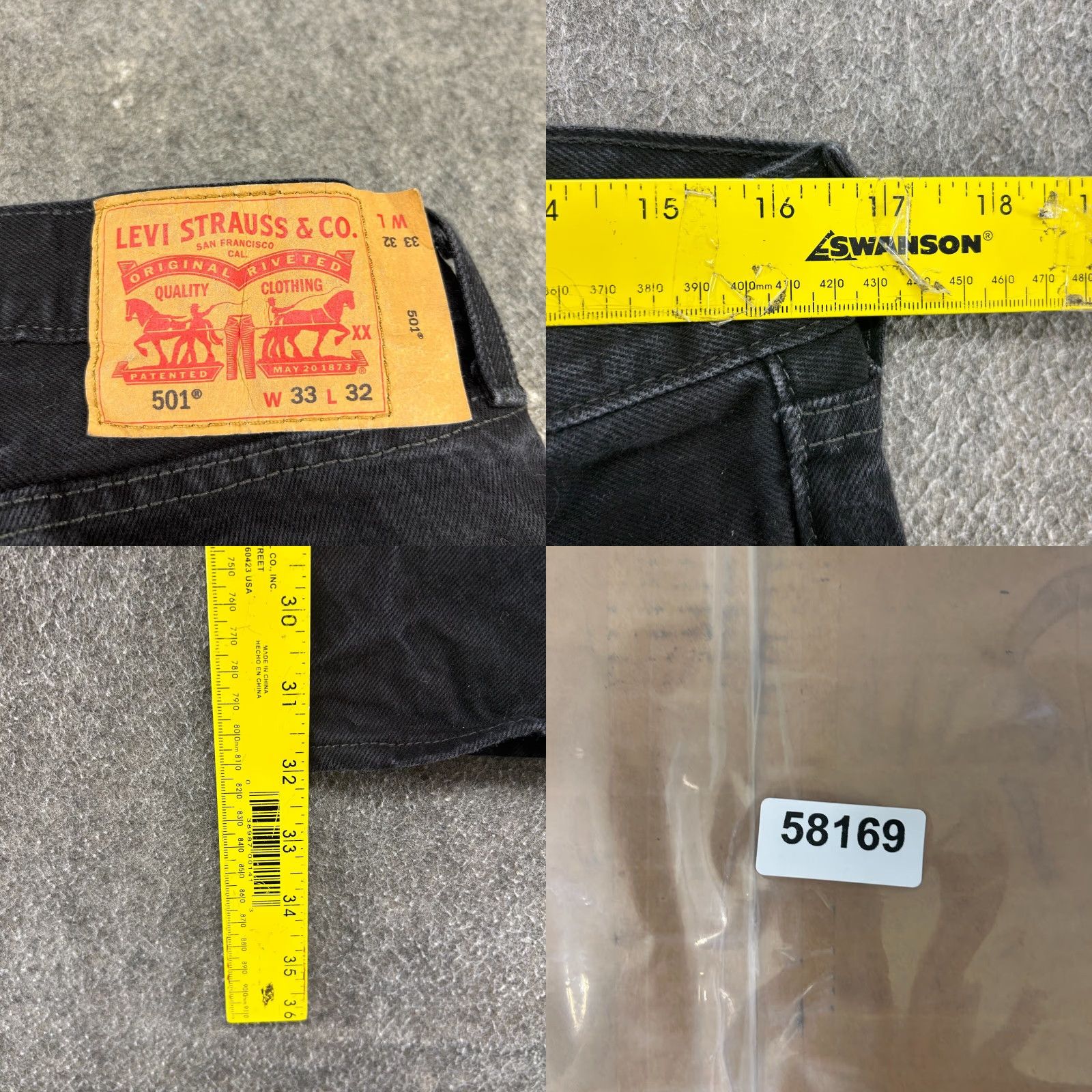 Levi's Levi's 501 Jeans Mens 33x32 Black Dark Wash Regular Fit Button Fly Straight Denim Jeans Size US 33 - 8 Thumbnail