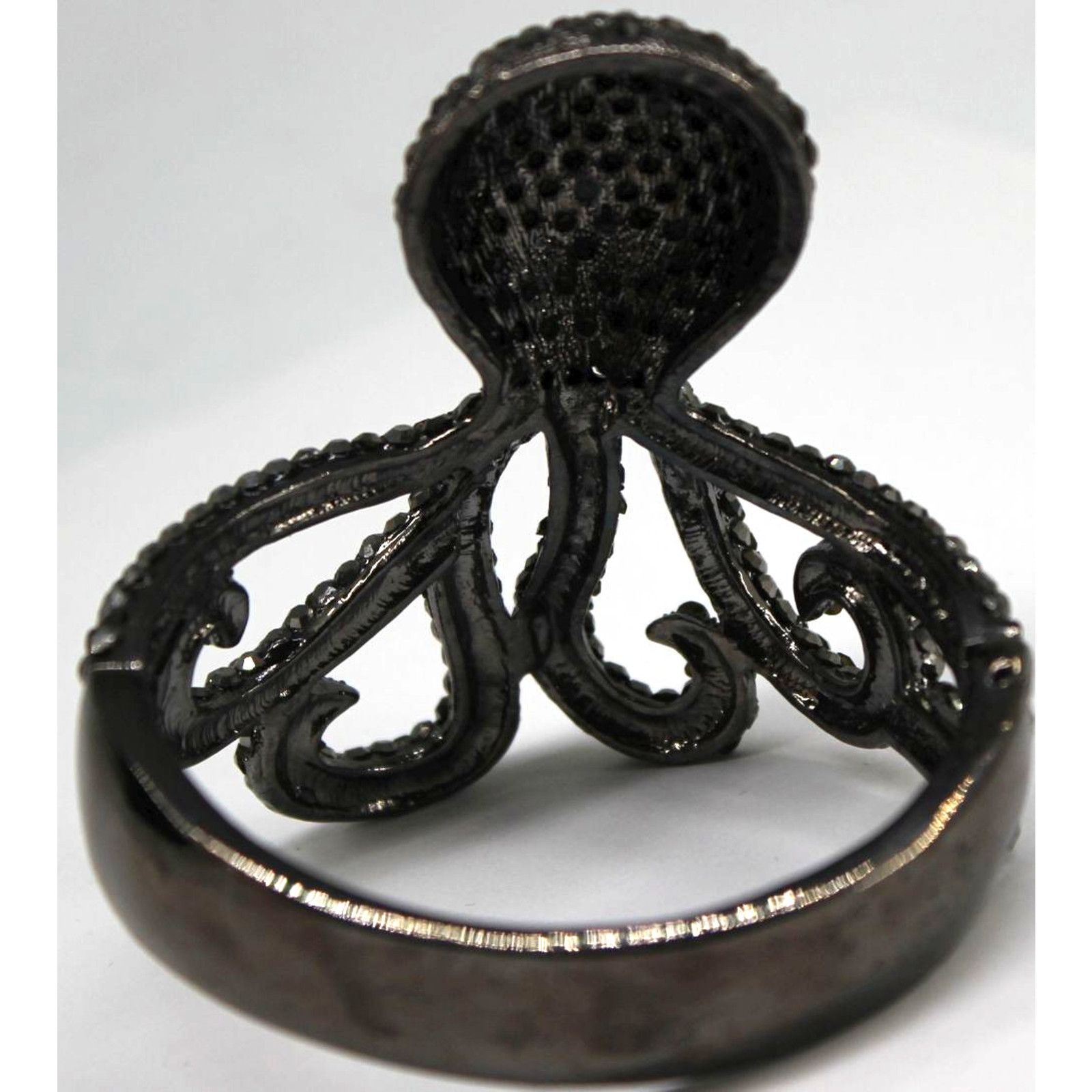 Other Vintage Black Rhinestone Metal Octopus Bracelet 7" Wrist Size ONE SIZE - 4 Thumbnail