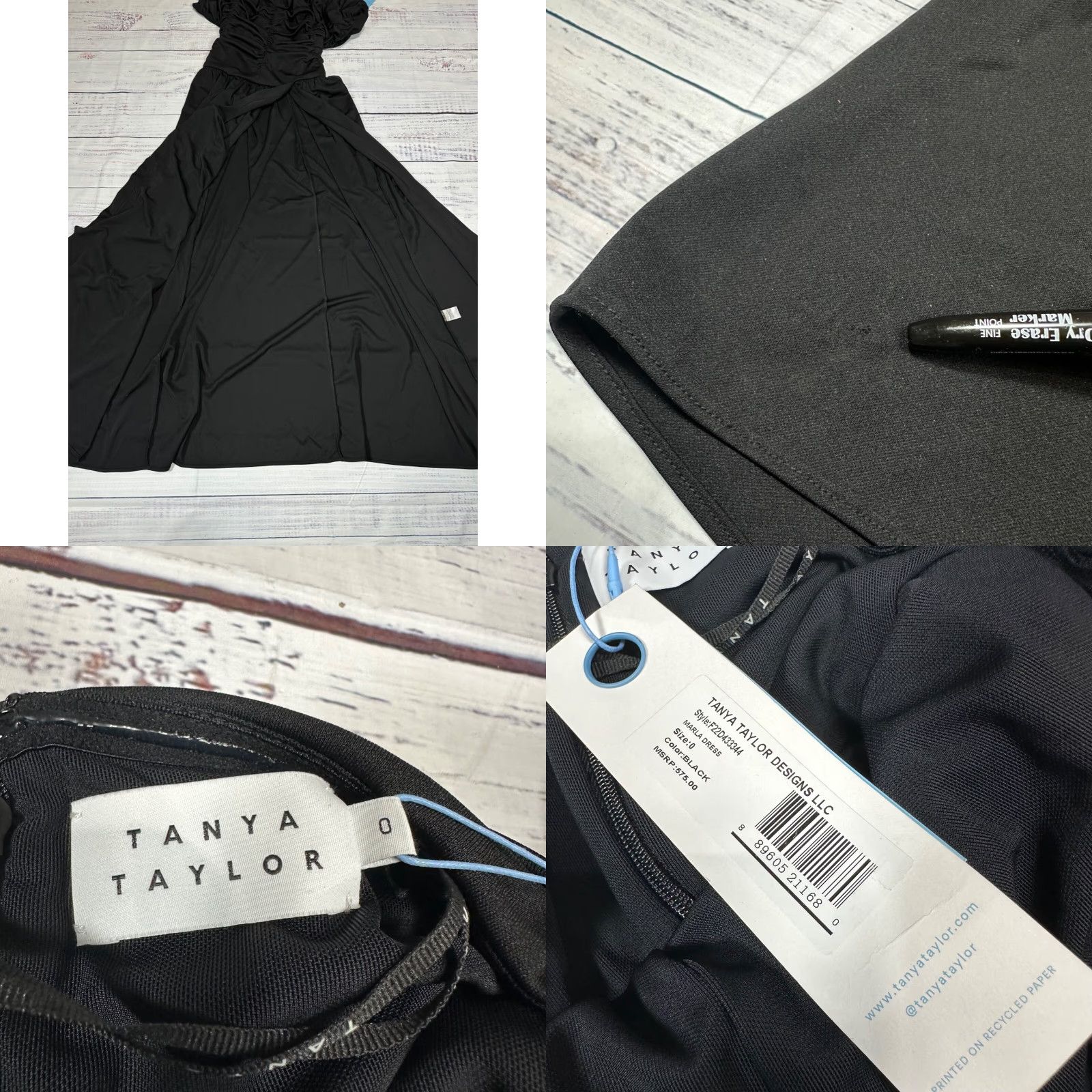 Tanya Taylor Tanya Taylor Marla Maxi Dress Womens Sz 0 Black Long Sleeve Ruched Bodice Gothic Dress Size XS / US 0-2 / IT 36-38 - 8 Thumbnail