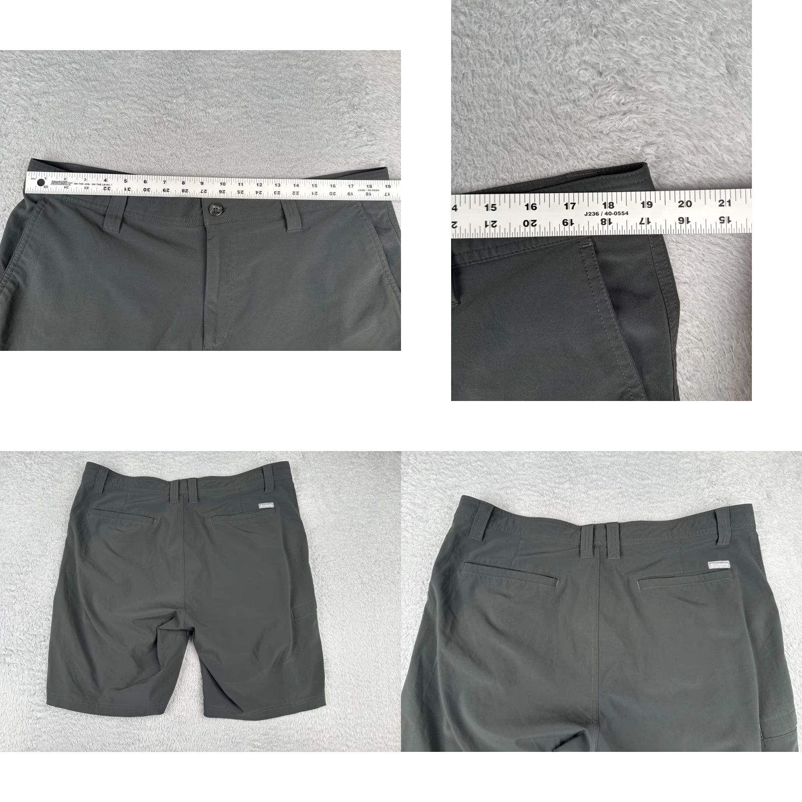 Vintage Columbia Men Cargo Shorts 38 Gray Polyester Blend Cotton Nylon Regular Fit Cargo Pocket Belted Elastic Waist Pockets 10 Inseam 38x10 Casual Travel Size US 38 / EU 54 - 9 Thumbnail