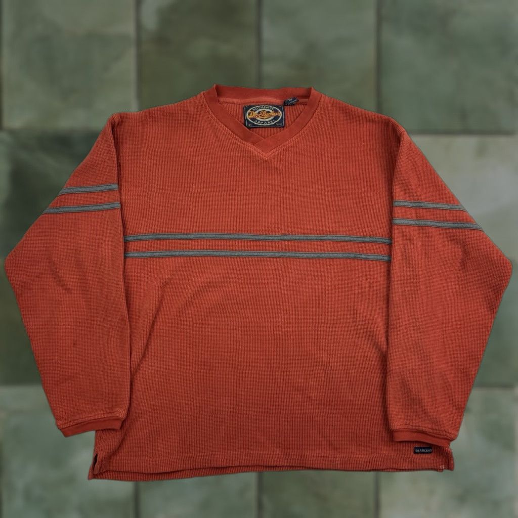 Vintage VINTAGE Dr Luckys Sweatshirt Men L Orange V-Neck Hipster Y2K Decade 2000s Pullover Size US L / EU 52-54 / 3 - 1 Thumbnail