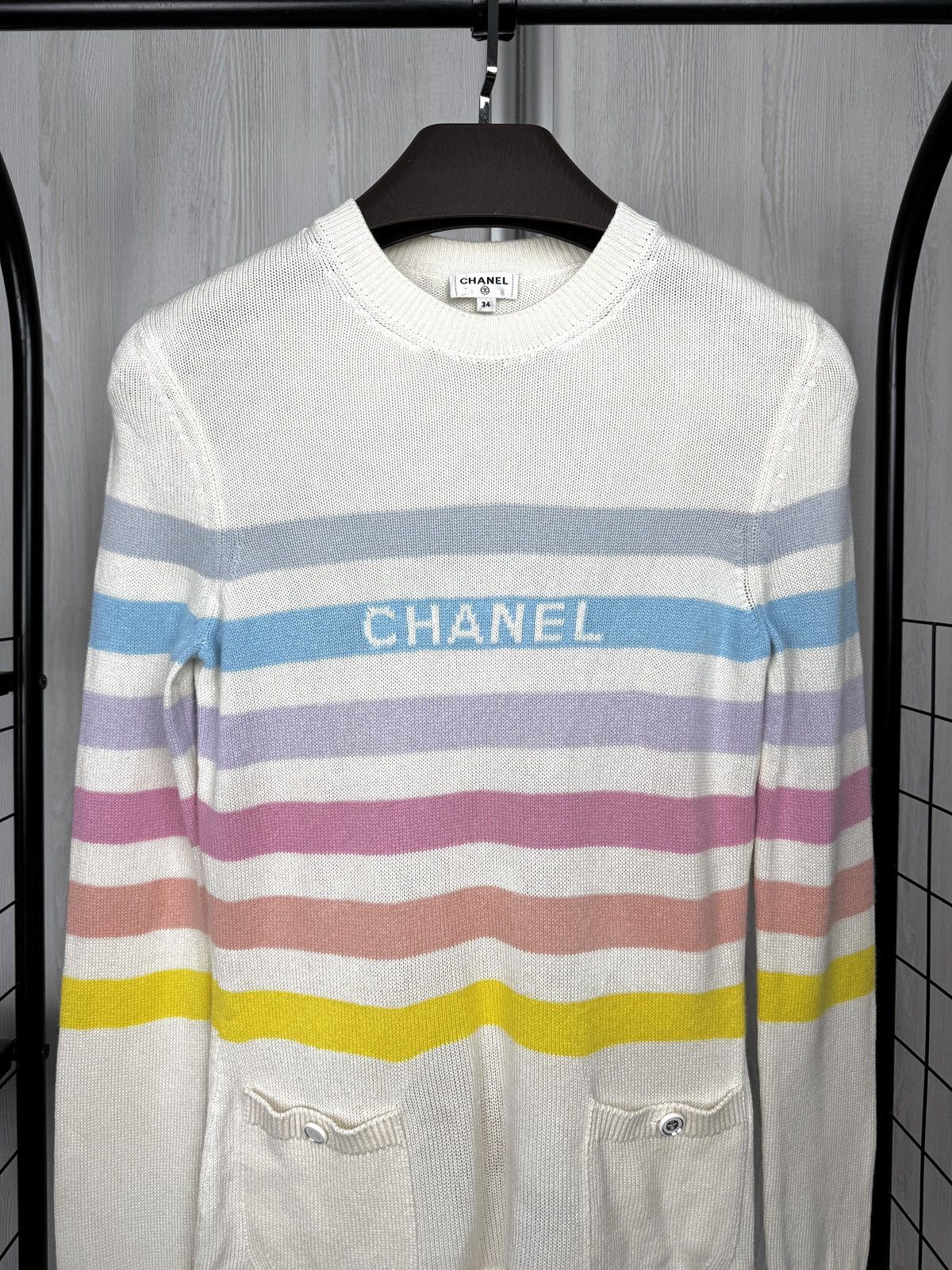 Chanel CHANEL 19c "La Pausa" Striped Multi Cashmere sweater Jumper Size XS / US 0-2 / IT 36-38 - 3 Thumbnail